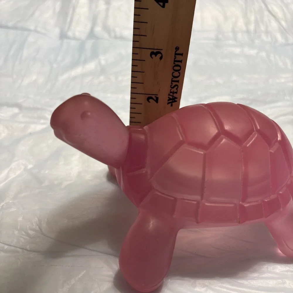 Vintage Pink Turtle Frosted Acrylic Resin Style Figurine 5
